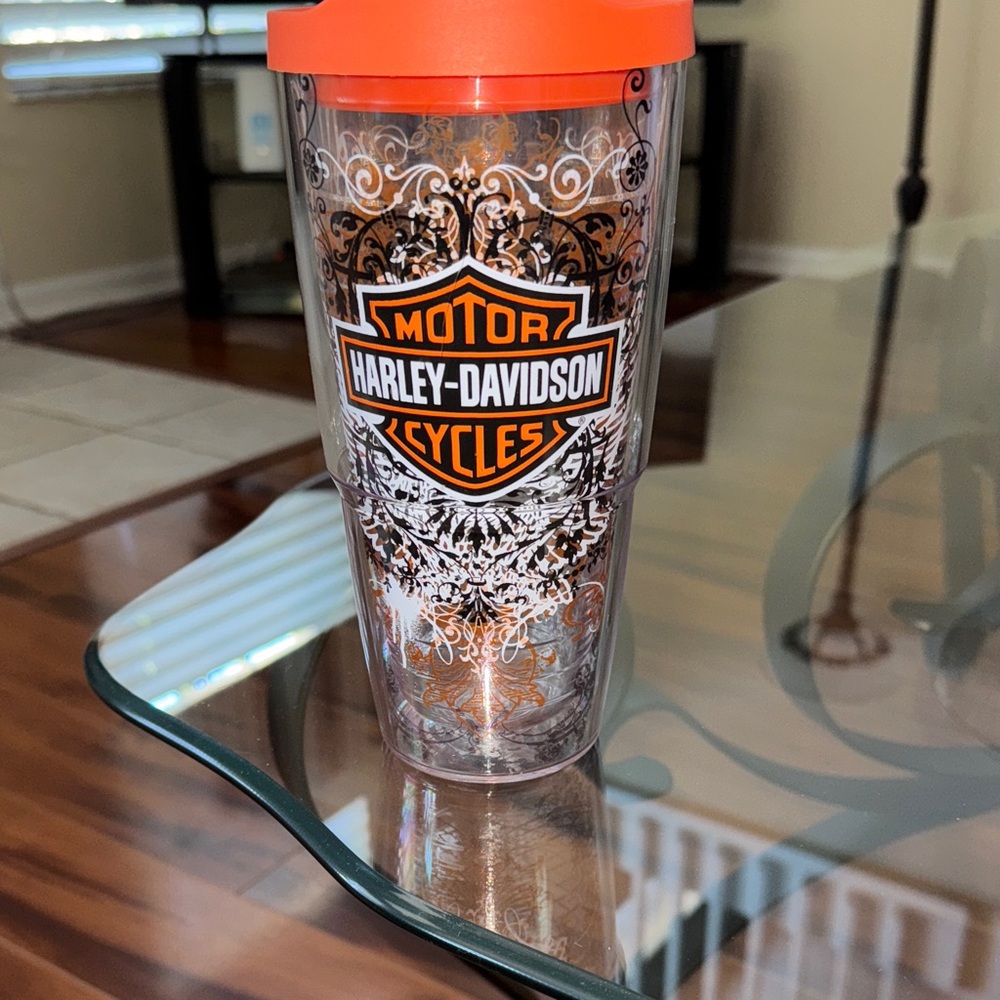 Harley-Davidson Clear Tumbler with Orange Lid